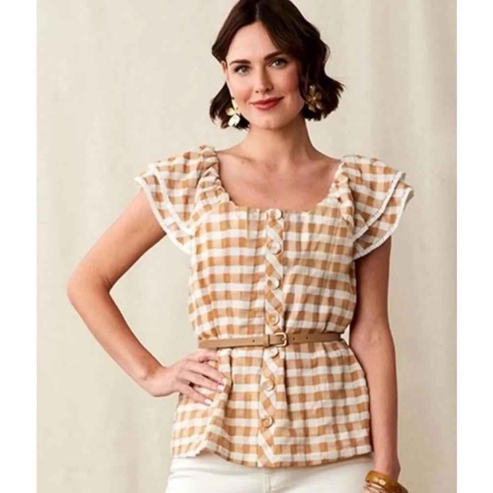 Matilda Jane Annabelle Plaid Off Shoulder Top